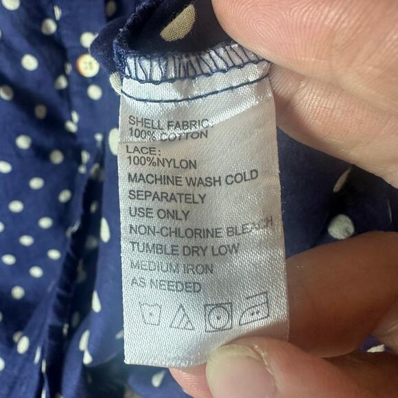 Birds of Paradise women’s polkadotted blouse button up lace back romantic - Picture 3 of 9